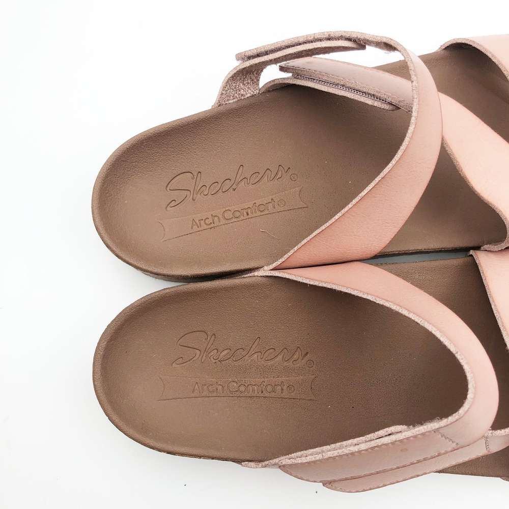 Skechers Sandals Womens 9 Arch Comfort Luxe Foam Pink Slide Flip Flop Summer - Picture 6 of 9